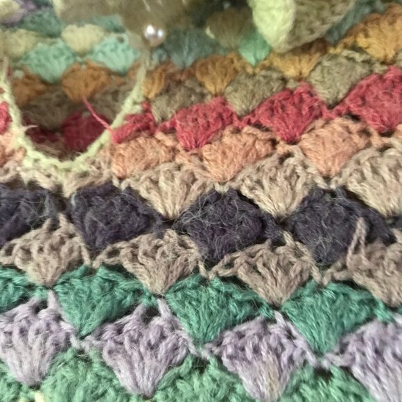 Vintage Sweater Bee Sweater Pastel Multicolor Ruffle collar Bell Sleeve Womens S - Picture 2 of 8